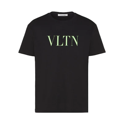 Valentino Black Fluorescent Green Graphic Cotton Crewneck T-Shirt UV3MG10V3LEIN4