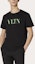 Shop Valentino 黑色螢光綠圖案棉質圓領T恤 UV3MG10V3LEIN4