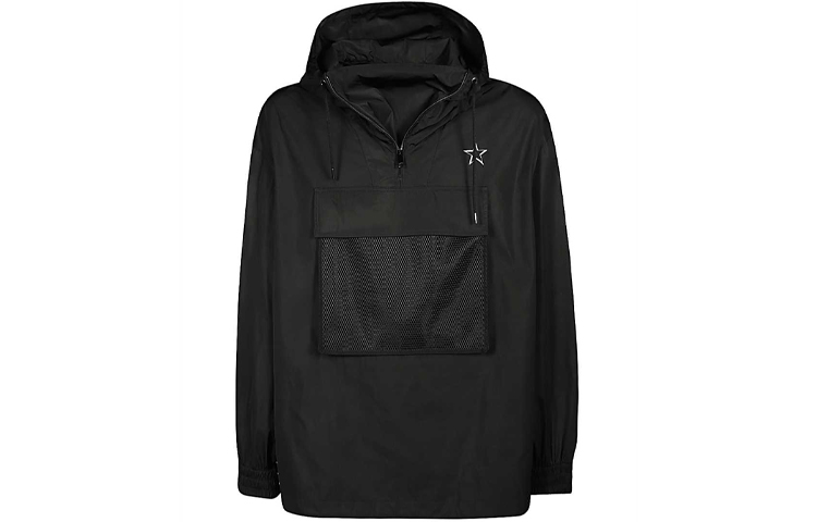 Valentino Black Half-Zip High Neck Hoodie Jacket with Patch Pocket TV3CIF955VWN31