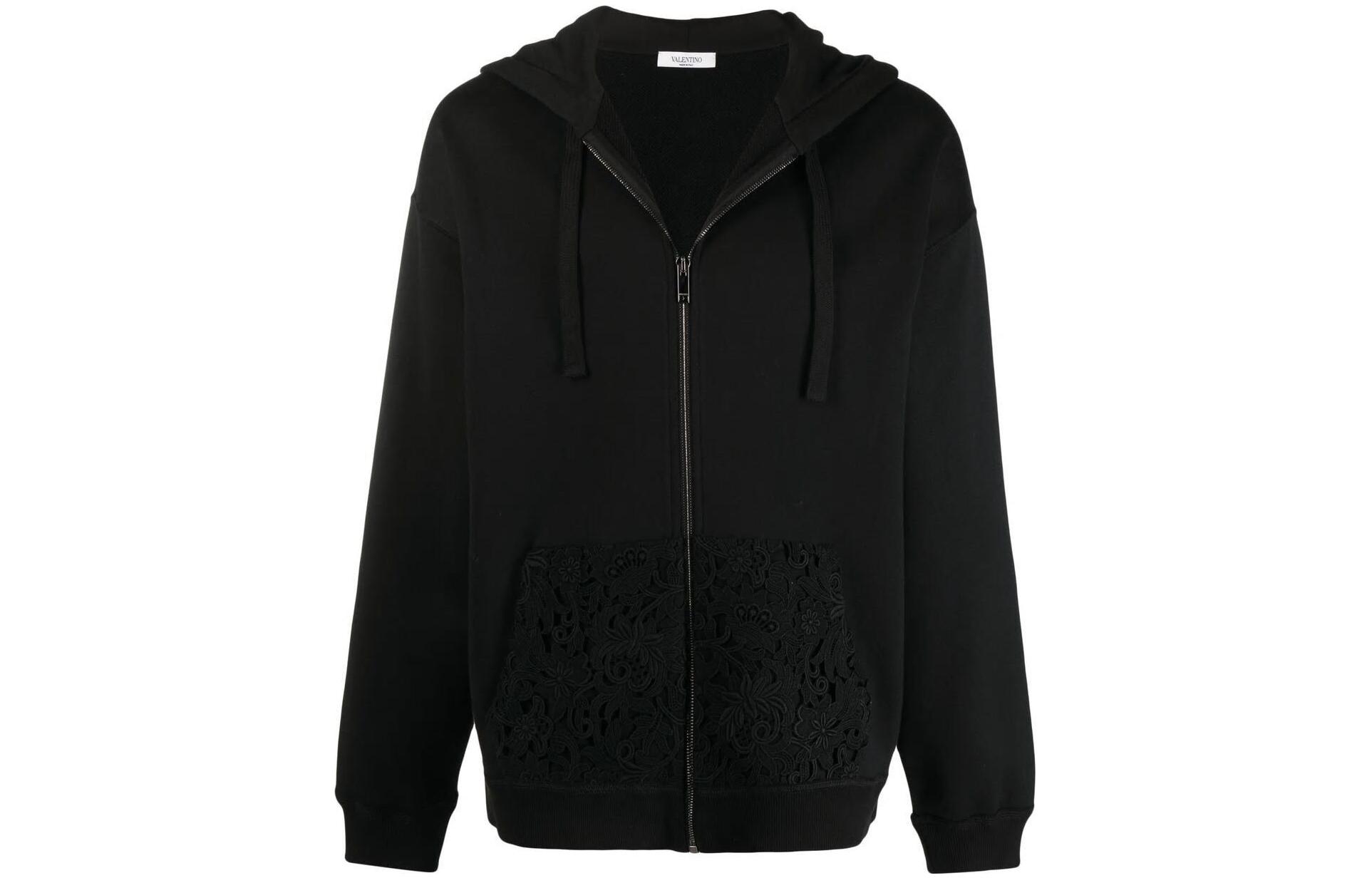 Valentino Black Hoodie Jacket with Back Logo Print VV0MF15P7FC0NI