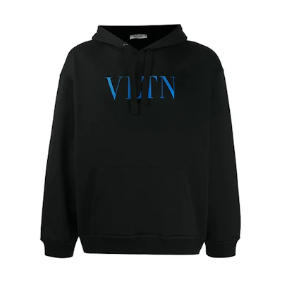 Valentino Black Hoodie with Logo Design VMF14F3TV55D