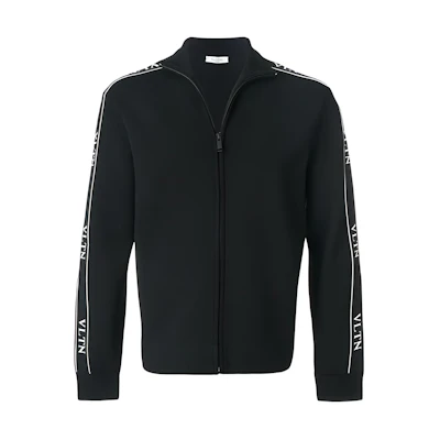 Valentino Black Jacket with Letter Logo and Stand-Up Collar TV3KE03U55A-0N0