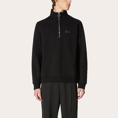 Valentino 黑色羅馬針織半拉鍊外套。 VV3MF17B73PN01 Shop Valentino 黑色羅馬針織半拉鍊外套。 VV3MF17B73PN01