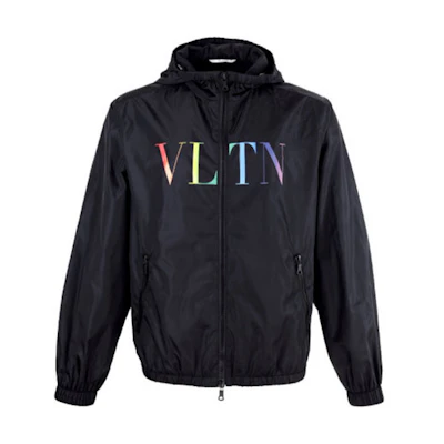 Valentino Black Letter Logo Hooded Zip-Up Jacket VV3CI368DMA