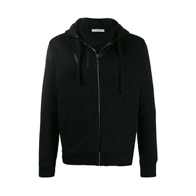 Valentino Black Letter Logo Print Zip-Up Jacket TV3MF11I3TV080