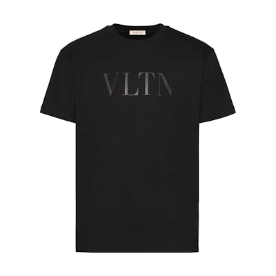 Valentino Black Letter Print Short Sleeve T-Shirt for Men VMG10V96P0NO