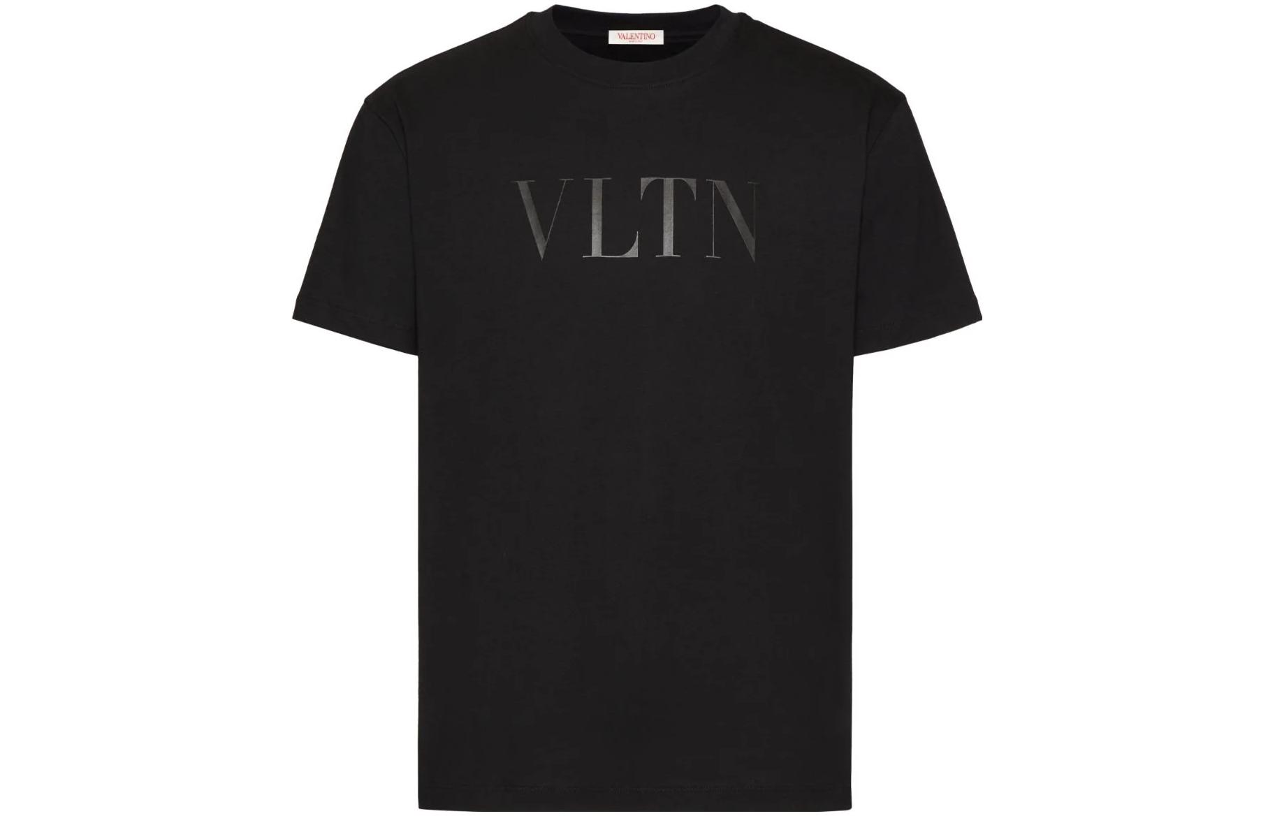 Order 발렌티노 남성 블랙 레터 프린트 반팔 티셔츠 VMG10V96P0NO