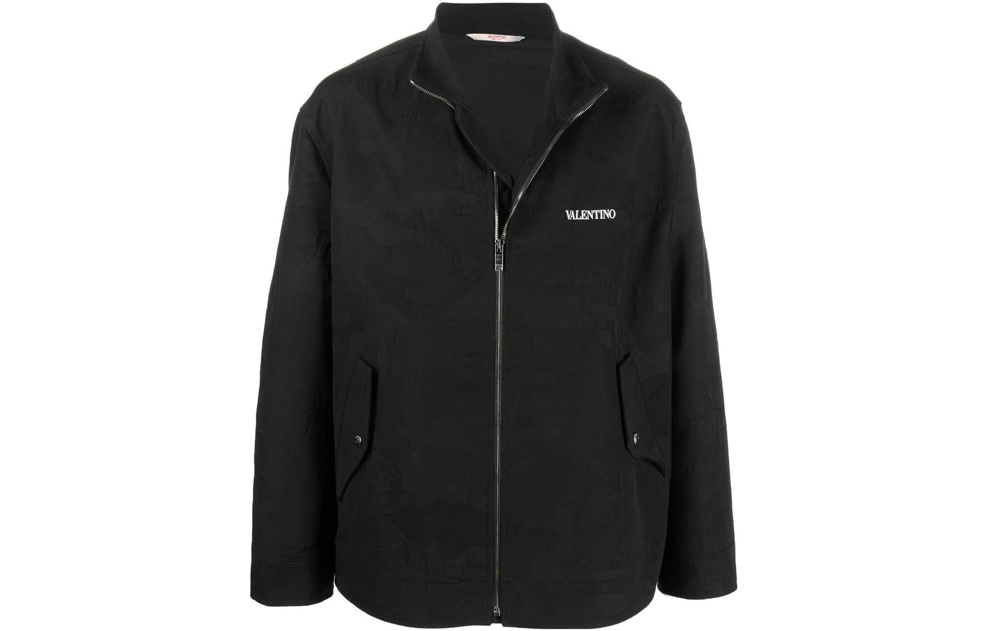 Valentino Black Letter Print Zip-Up Jacket VCIF358KT-F02