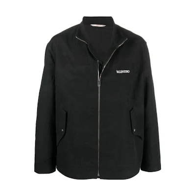 Valentino Black Letter Print Zip-Up Jacket VCIF358KT-F02