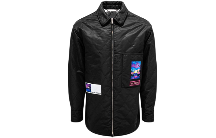 Valentino Black Logo Jacket with Zipper and Turn-Down Collar XV3CLH3680Y0NO