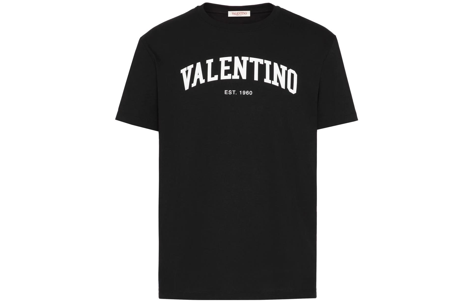 Valentino Black Logo Print Crewneck Short Sleeve T-Shirt SS23  Fashion. 2V3MG13D9640NI
