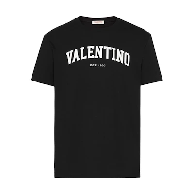 Valentino Black Logo Print Crewneck Short Sleeve T-Shirt SS23 Fashion. 2V3MG13D9640NI
