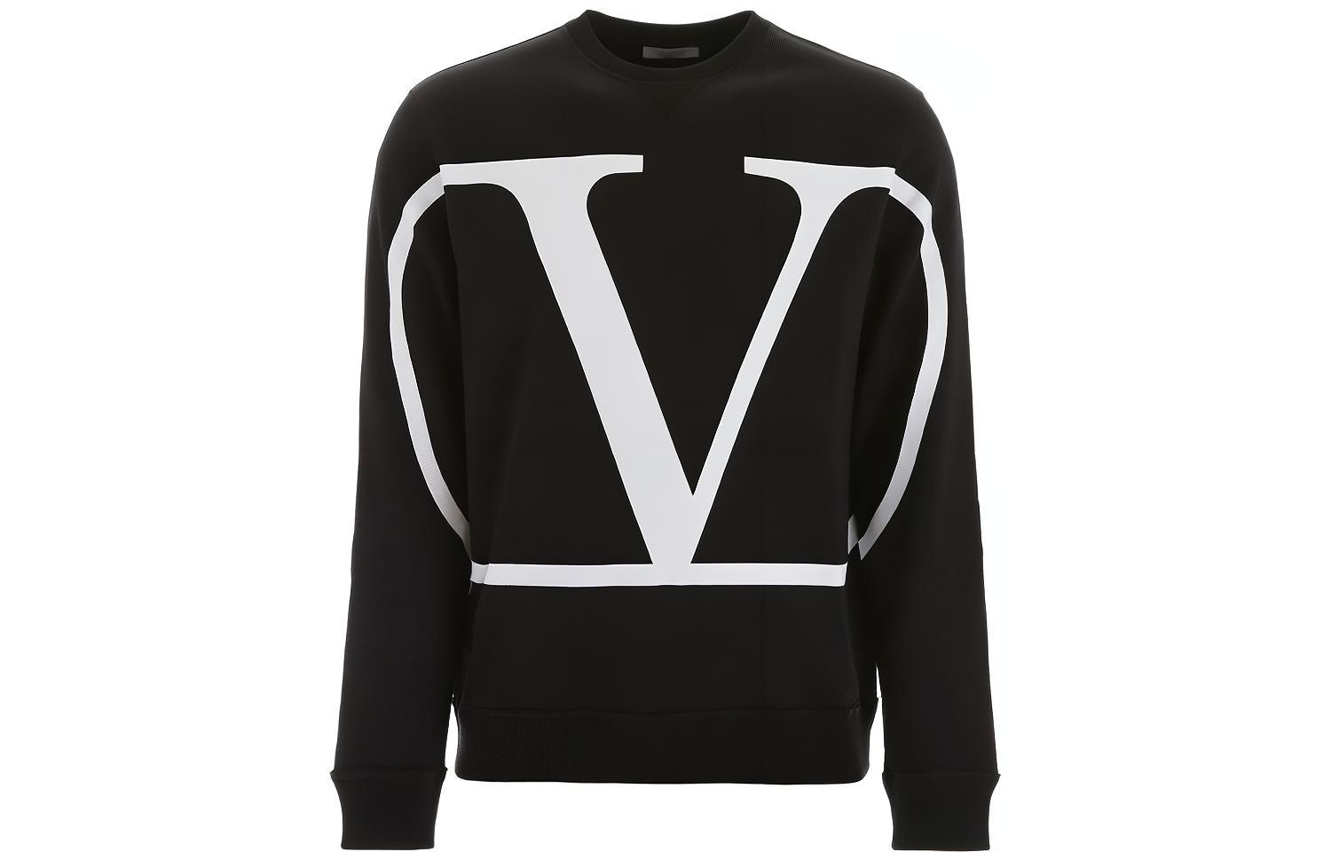 Valentino Black Logo Print Crewneck Sweatshirt Long Sleeve SV3MF05H5F70N1
