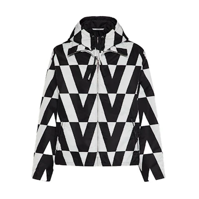 Valentino Black Logo Print Hooded Zip Jacket WV0CJG707URF62