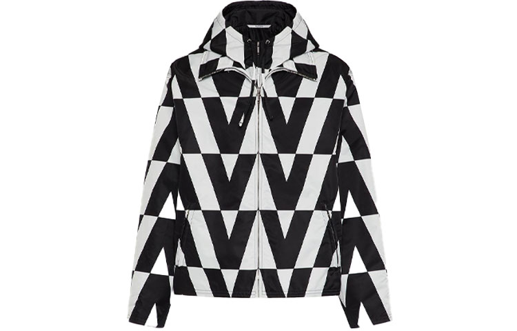 Order 华伦天奴黑色连帽拉链印花标志夹克 WV0CJG707URF62