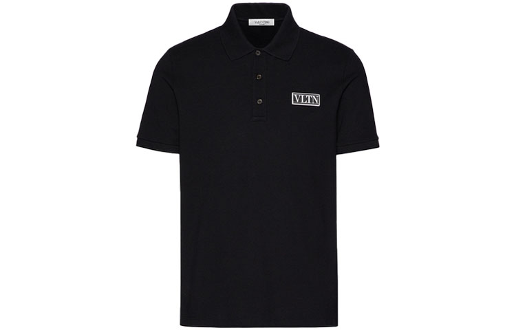 Order Valentino Kaos Polo Lengan Pendek Logo Hitam. WV3MH01N72E0NO
