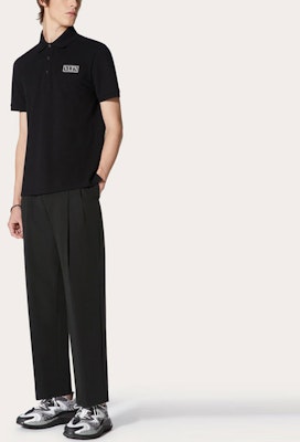 Valentino Black Logo Print Short Sleeve Polo Shirt. WV3MH01N72E0NO Purchase Valentino Black Logo Print Short Sleeve Polo Shirt. WV3MH01N72E0NO