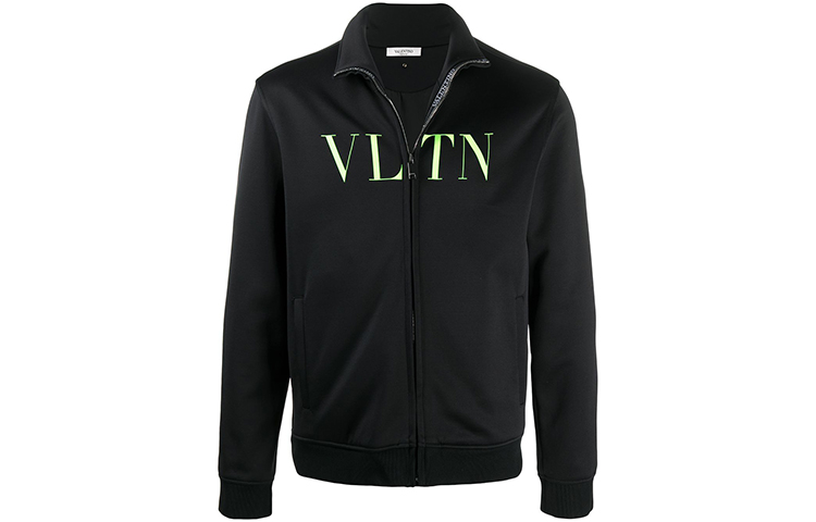 Valentino Black Logo Print Zip-Up Long-Sleeve Jacket UV3MF14G6KPHW8