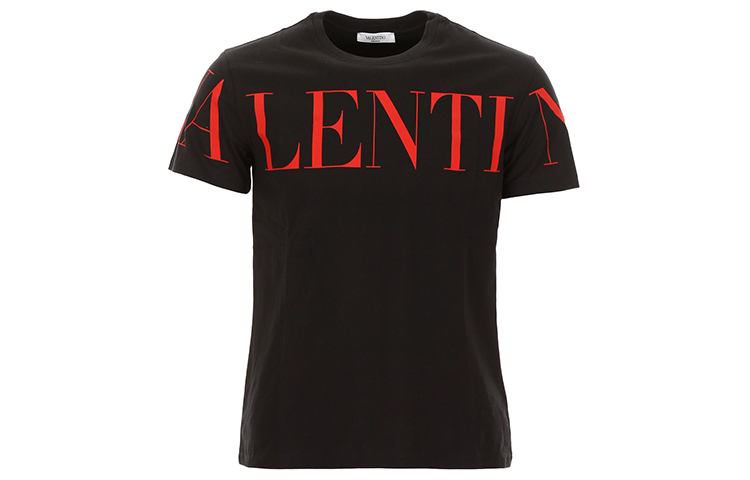 Valentino Black Logo Printed Short Sleeve T-Shirt SV3MG03B5FN0NR