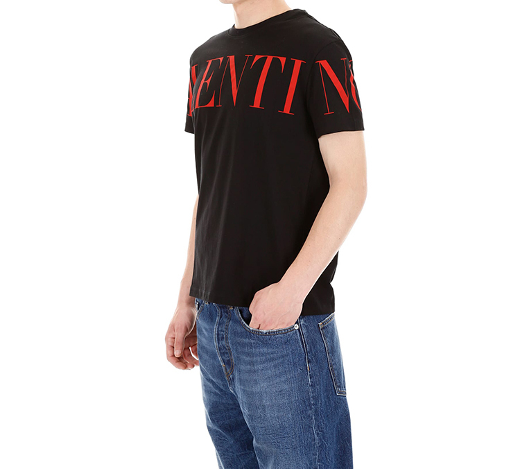 Details for Valentino Kaos Pendek Hitam dengan Logo Terprint SV3MG03B5FN0NR