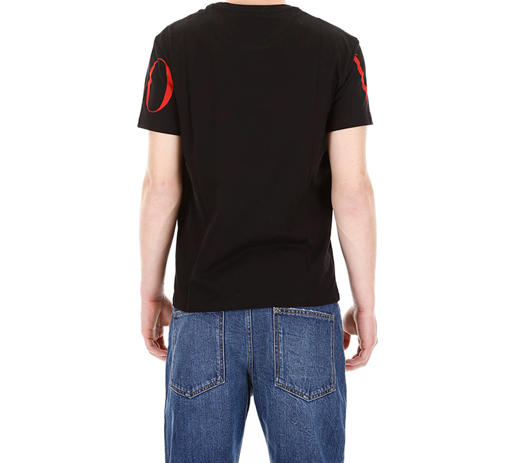 Cheap Valentino Kaos Pendek Hitam dengan Logo Terprint SV3MG03B5FN0NR