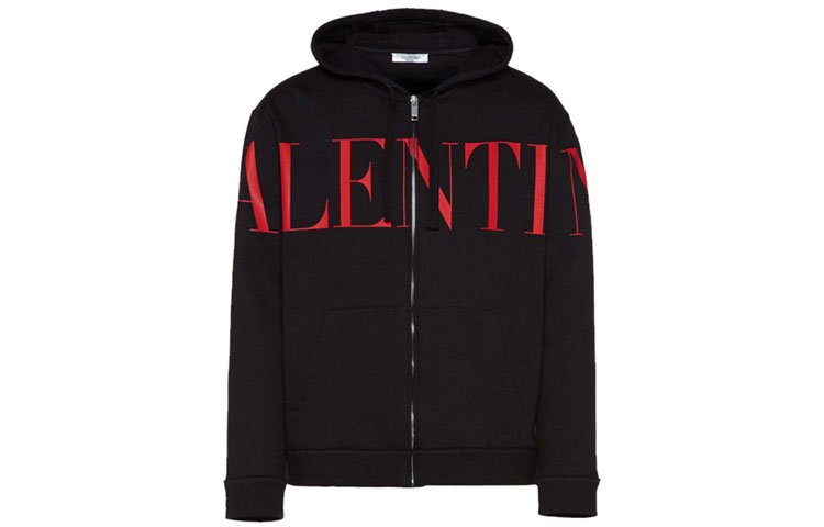 Valentino Black Logo Zipper Sweatshirt Long Sleeve. SV3MF05L5FQ0NR