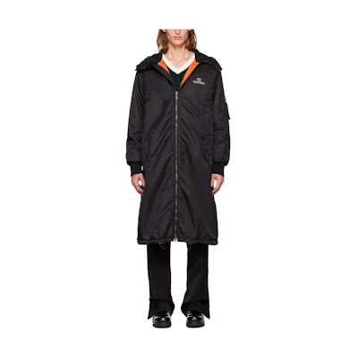 Valentino Black Long Cotton Jacket with Logo Embroidery 1V3CKD008JE0NO
