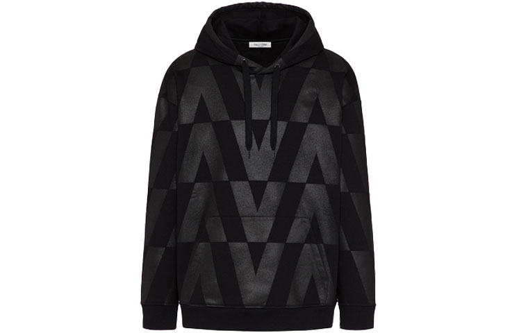 Valentino Black Pullover Sweatshirt with Logo Lettering Print WV0MF18I7SUN01