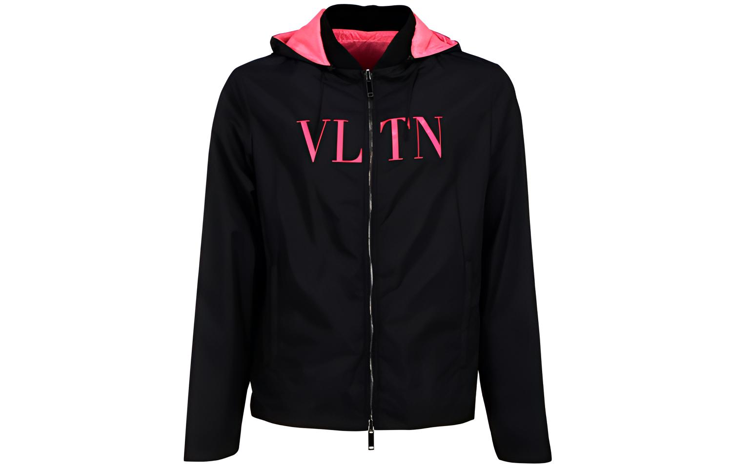 Valentino Black Reversible Hooded Jacket with Mono Pattern for Men UV3CI2N06FJLH7