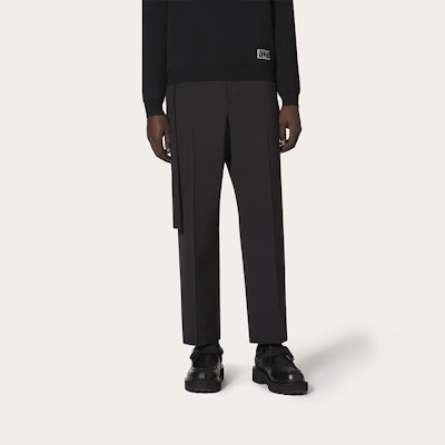 Pantalones Casuales Negros Valentino Pierna Recta con Lazo en la Cintura UV0RBF706DP0NO Shop Pantalones Casuales Negros Valentino Pierna Recta con Lazo en la Cintura UV0RBF706DP0NO