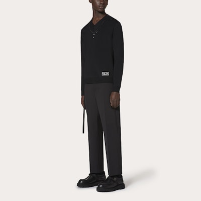 Pantalones Casuales Negros Valentino Pierna Recta con Lazo en la Cintura UV0RBF706DP0NO Purchase Pantalones Casuales Negros Valentino Pierna Recta con Lazo en la Cintura UV0RBF706DP0NO