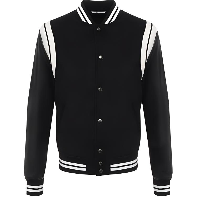 Valentino Black Striped Baseball Collar Long Sleeve Jacket UV3CIH506E30NO