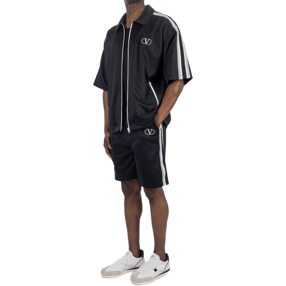 Valentino Black Striped Collar Zip-Up Slim Fit Jacket 2V3MM00C9490NO