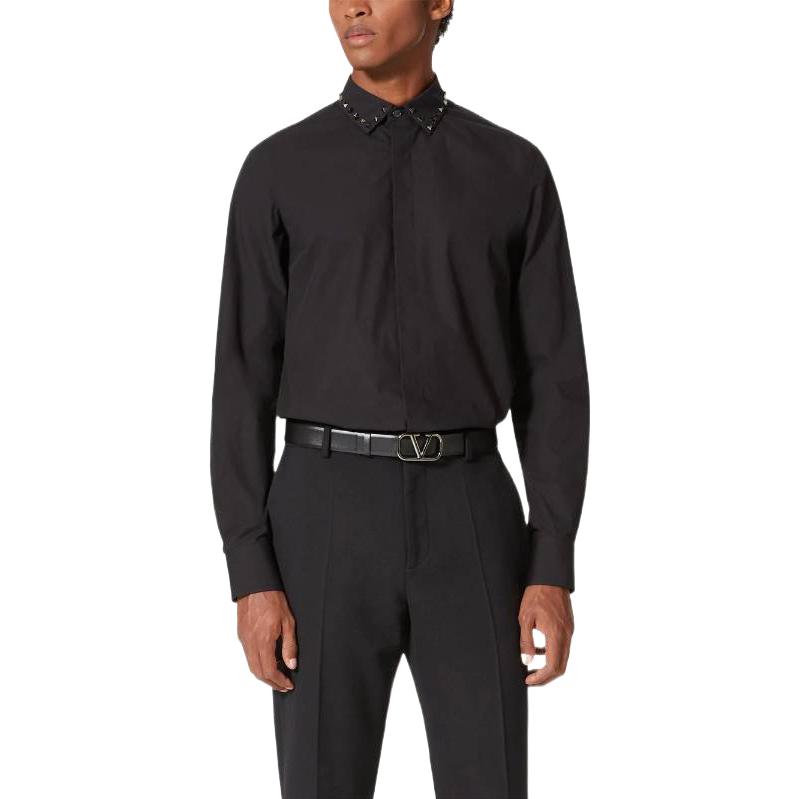 Shop Valentino Baju Hitam Berlengan Panjang Studded SS23 2V3AB25C4WW0NO