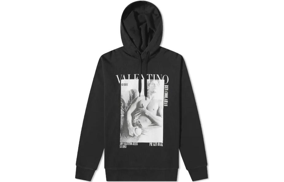 Valentino Black Sweatshirt with Body Print Casual Design XV0MF18I8FA-0NI