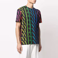 Shop Valentino Black T-Shirt with Rainbow Logo Print. VV3MG08J73T20K