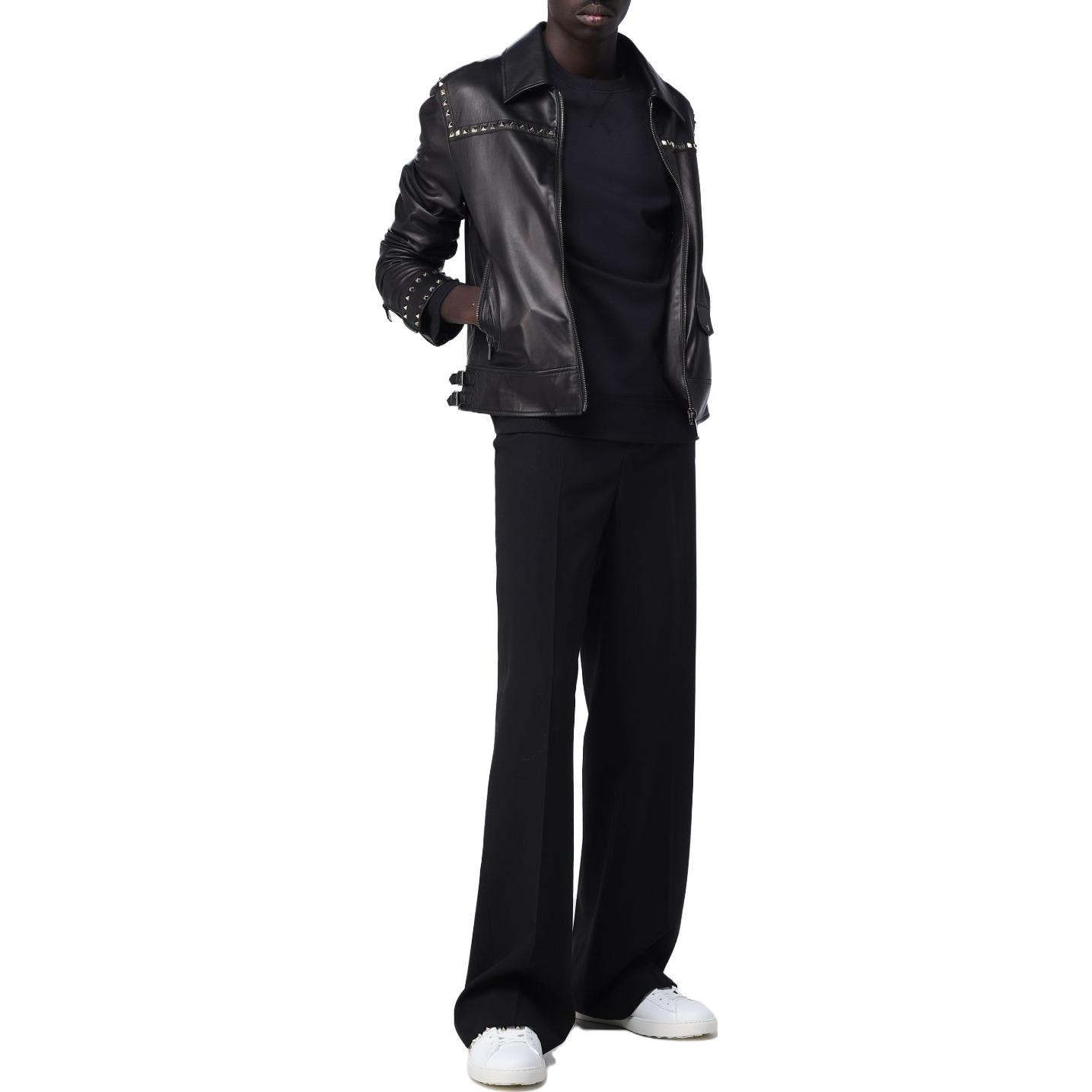 Valentino Black Zip-Up Collared Jacket Long Sleeve 3V3NAA957YM0NO