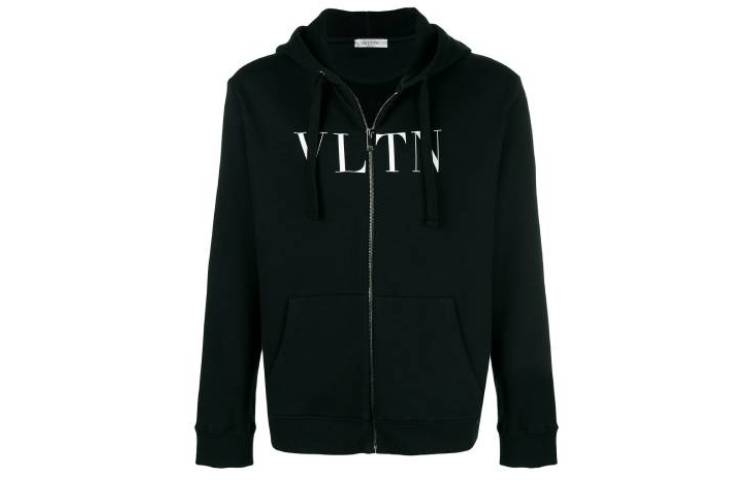Order Valentino 黑色拉鍊連帽衫 字母Logo印花 SV3MF11I3TV0NO