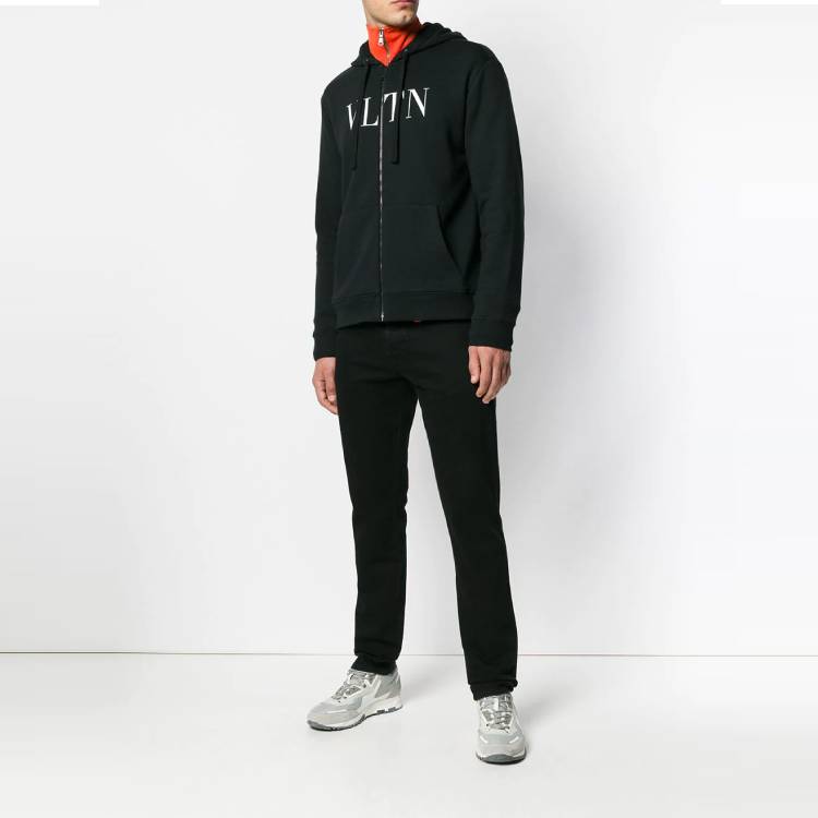Purchase Valentino 黑色拉鍊連帽衫 字母Logo印花 SV3MF11I3TV0NO