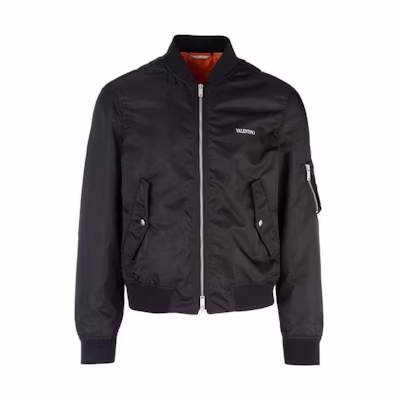 Valentino Black Zip-Up Jacket with Logo Print Long Sleeves QV0CIC802KP0NO