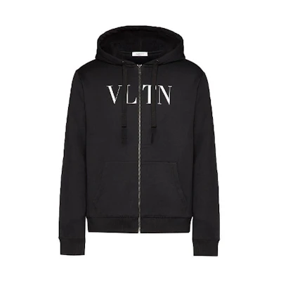 Valentino Black Zip-Up Sweatshirt with Logo Print TV3MF11I3TV0NO
