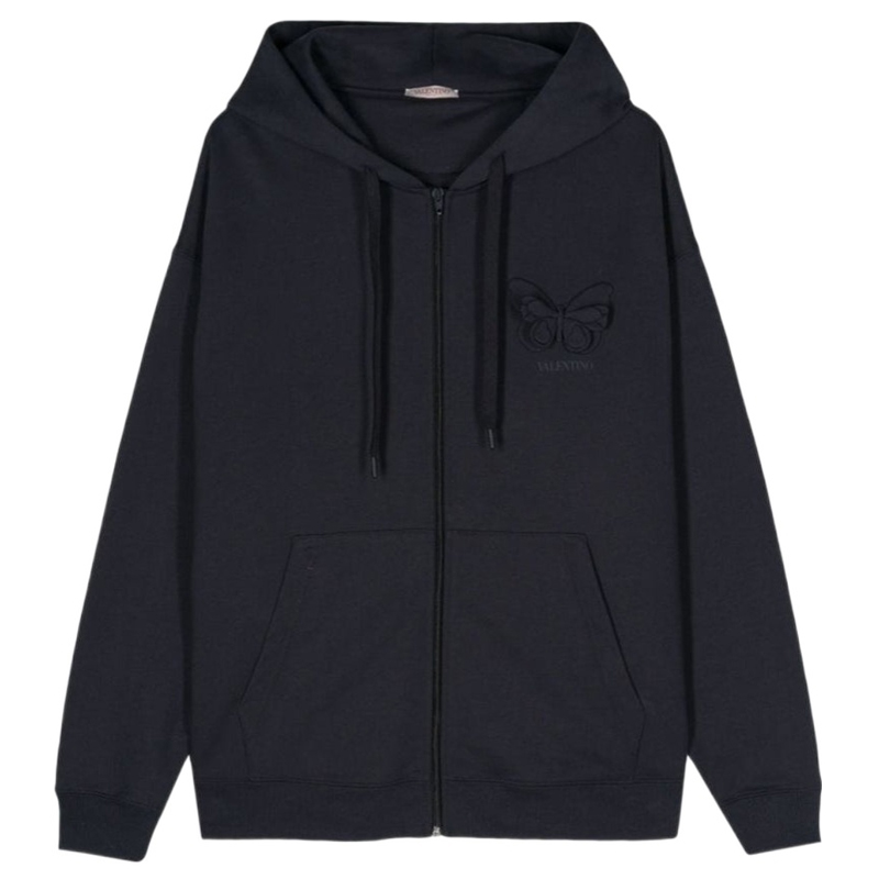 Valentino Blue Butterfly Embroidered Hoodie Jacket 4V3MF27K9UN-598