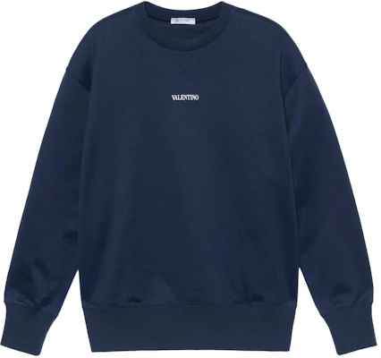 Valentino Blue Letter Embroidered Pullover Casual Sweatshirt WV3MF18W7GF022 Buy Valentino Blue Letter Embroidered Pullover Casual Sweatshirt WV3MF18W7GF022
