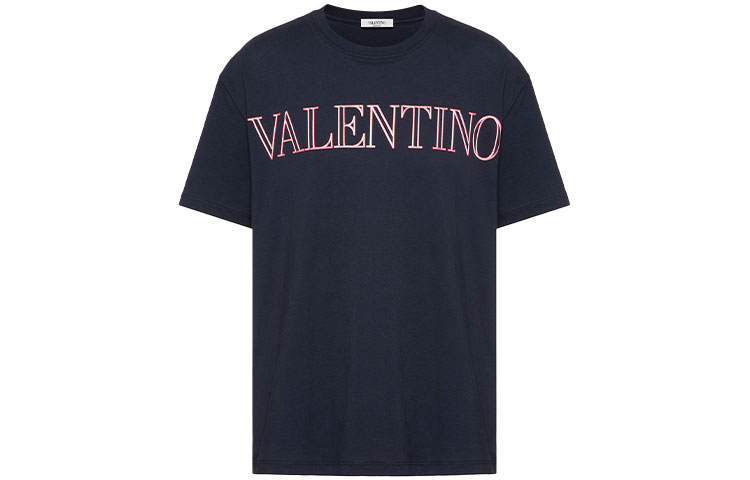 Order Valentino 藍色Logo印花休閒圓領短袖T恤 XV3MG11H85MD98