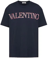 Order Valentino Blue Logo Print Casual Crew Neck Short Sleeve T-Shirt XV3MG11H85MD98
