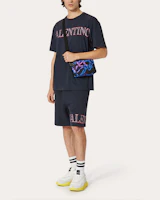 Lookbook Valentino Blue Logo Print Casual Crew Neck Short Sleeve T-Shirt XV3MG11H85MD98