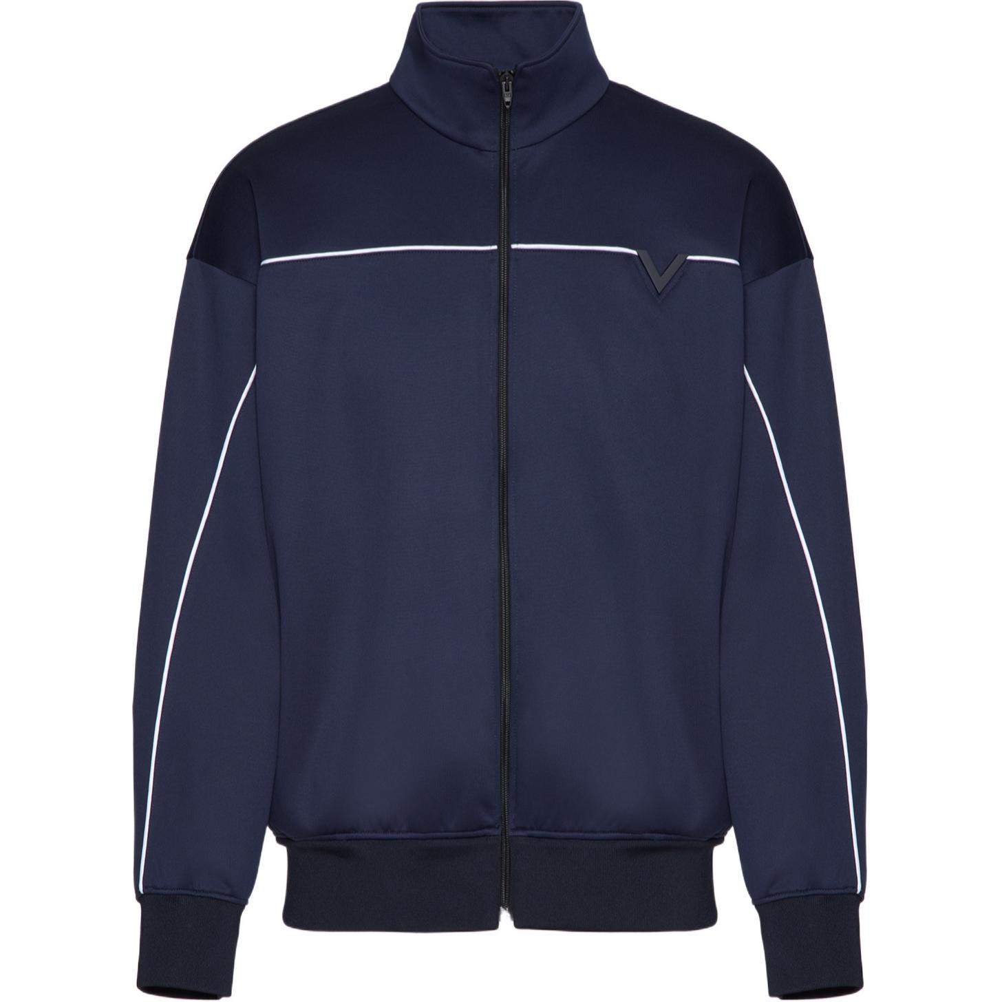 Valentino Blue Patchwork Zip-Up High Neck Sweatshirt 5V3MF27TA8M671