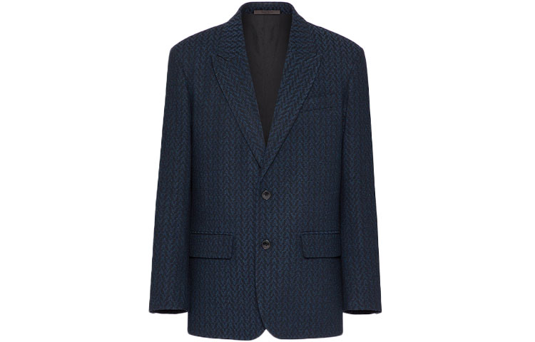 Order ヴァレンティノ ブルー 無地 ウール ブレザー オプティカル柄 デザイン WV3CEC057H5T36