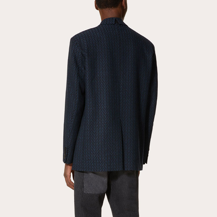 Shop ヴァレンティノ ブルー 無地 ウール ブレザー オプティカル柄 デザイン WV3CEC057H5T36