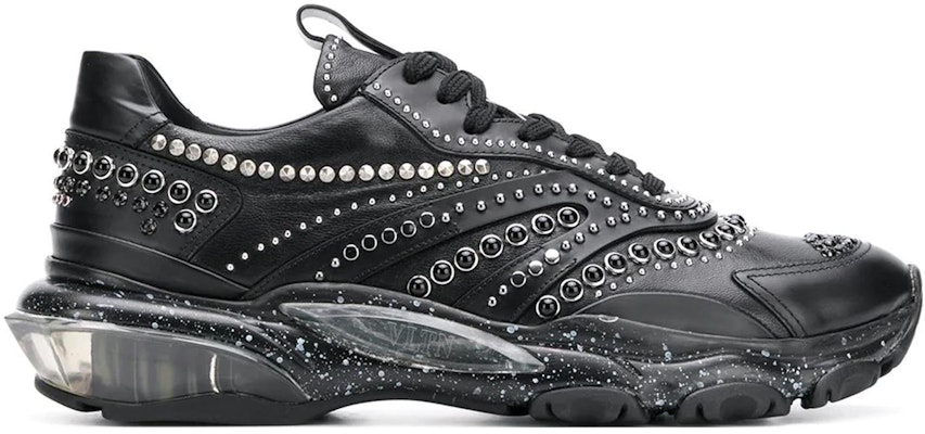 華倫天奴 Bounce 牛皮 水鑽 鉚釘 低幫 運動休閒鞋 黑色 Order 華倫天奴 Bounce 牛皮 水鑽 鉚釘 低幫 運動休閒鞋 黑色